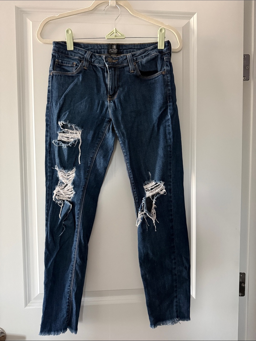 Just Black Dark Blue Distressed Skinny Jeans